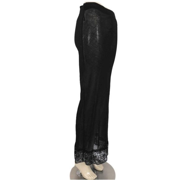 Vintage KARL LAGERFELD Black Mesh Bodycon Maxi Skirt w/Lace Trim 1992 A/W Runway - Picture 3 of 12
